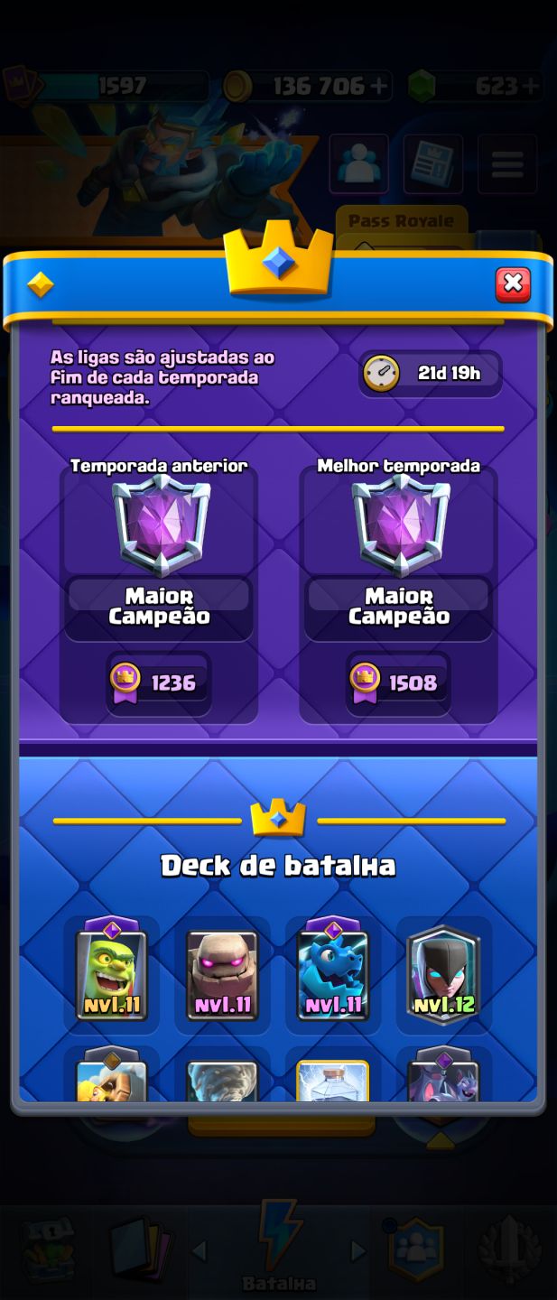 Conta Clash Royale LVL 15 14500 troféus 14 evoluções, 5 herois (NICK GRATIS)
