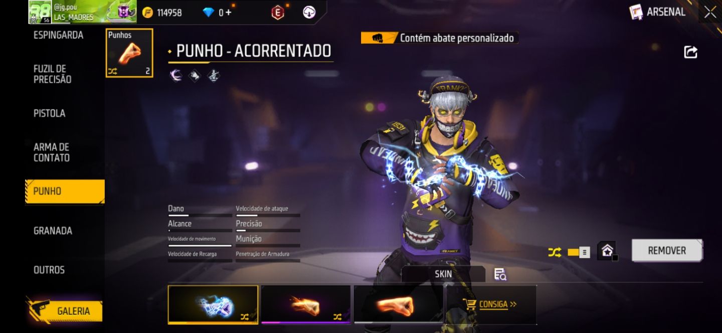Conta de free fire diamante com várias skins