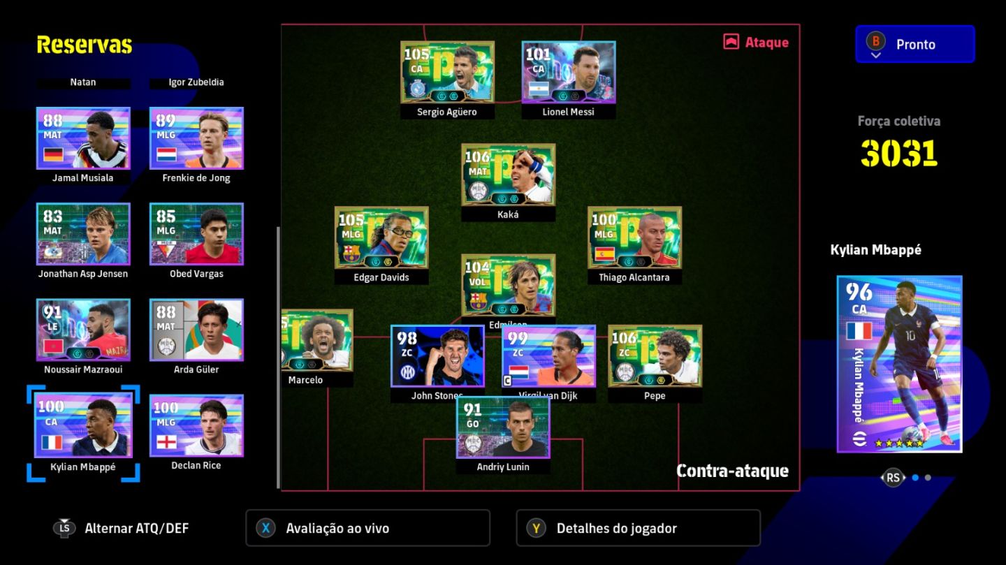 Conta eFootball XBOX / PC | Kaká 106, Davids 105, Agüero, Pepe | Full Acesso