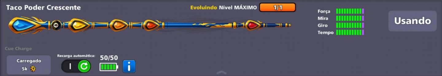 PROMOÇÃO! TACO PODER CRESCENTE NÍVEL MÁXIMO EM SUA CONTA! | 8 BALL POOL