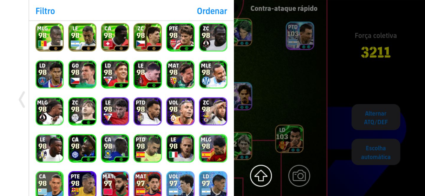 CONTA eFootball Mobile | Força 3211 | Elenco 105/106 | Muitas Cartas Especiais