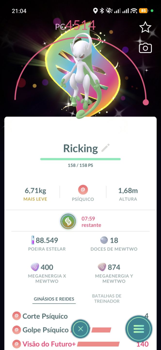 Conta PTC com Mewtwo Shiny BG Planet e BG Mega