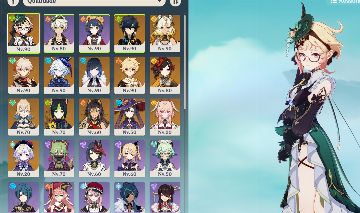 AR 57 Kinich R1, Emilie R1, Yelan R1, Chiori R1 e +