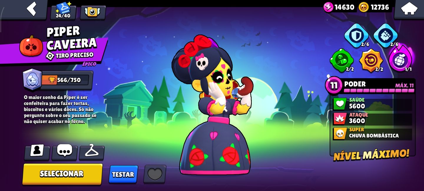 Conta de brawl Star com Colt desafiante entre outras skin raras