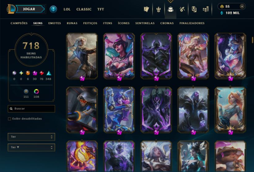 CONTA LOL DIAMANTE IV - EX MESTRE - 718 SKINS + DADOS DE REC - 100% SEGURA
