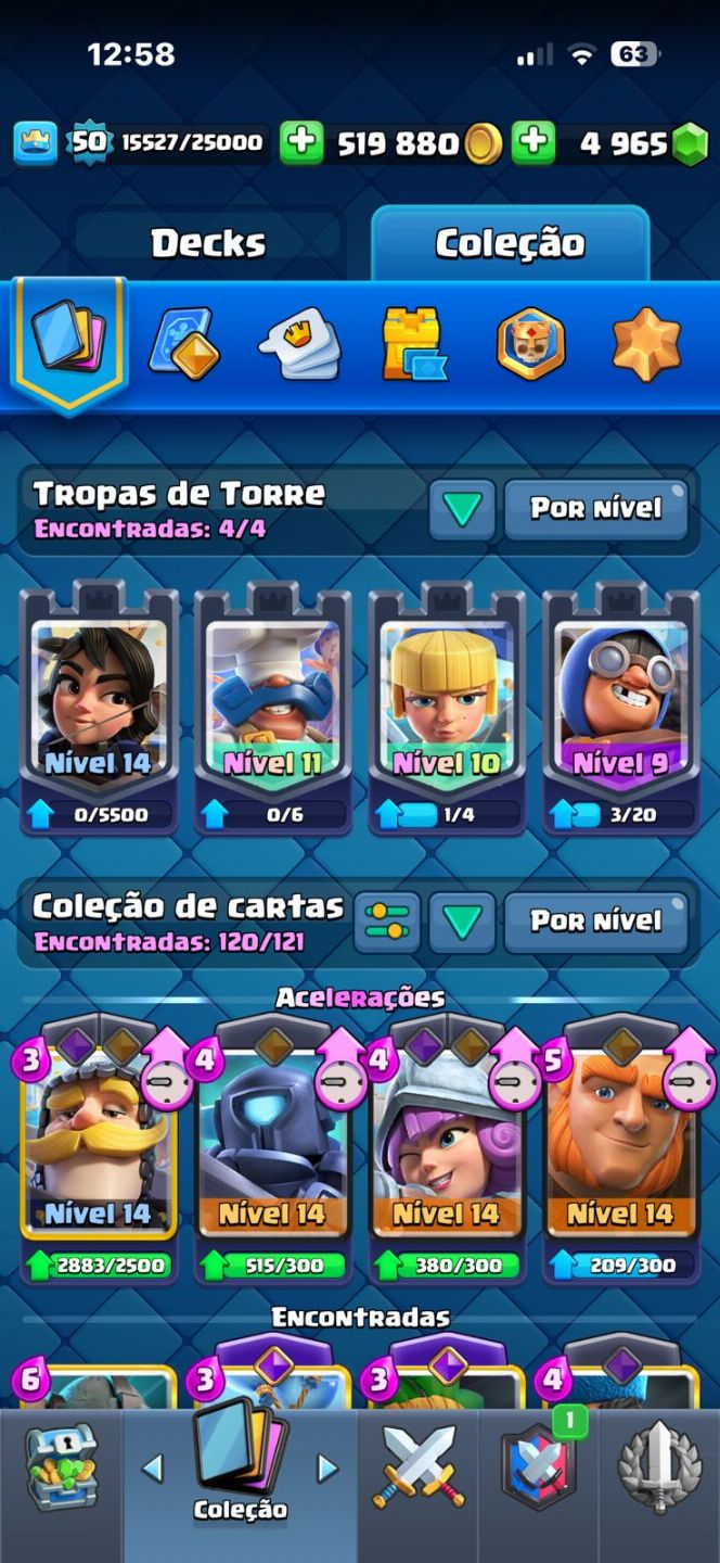 Conta de Clash Royale com quase todas as cartas, 8,3k de troféu e 9 evos!
