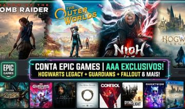 Conta Epic 180 Jogos | Hogwarts Legacy + Trilogia Tomb Raider + Death Stranding