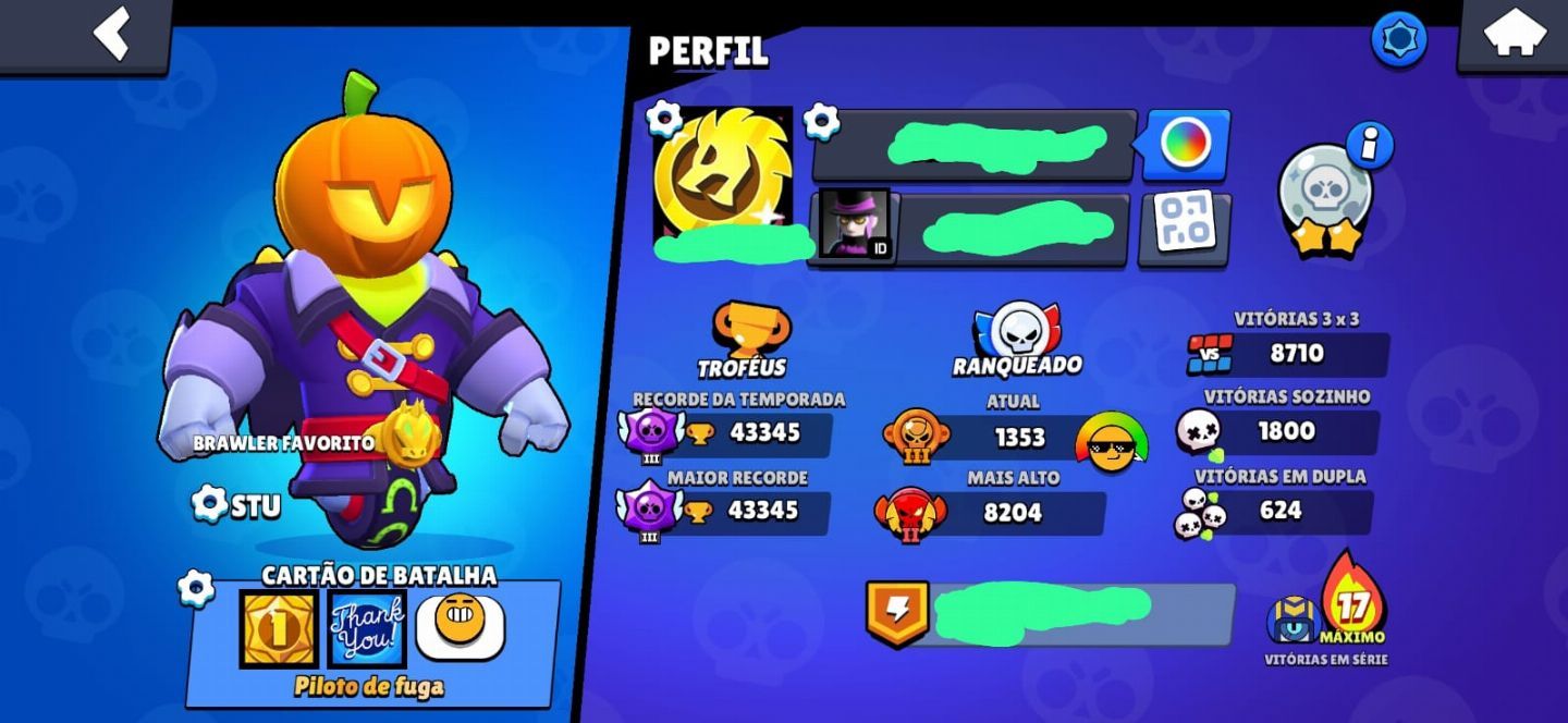 CONTA BRAWL STARS 83/85 BRAWLERS, 43K TROFÉUS, ANTIGA (2018), MUITA SKIN.