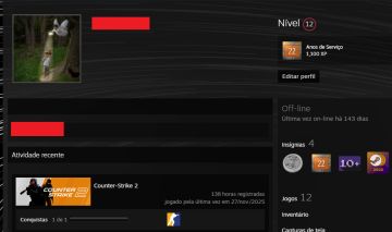 [ CONTA CS2 PRIME RARA ] ANTIGA 22 ANOS | MEDALHAS 5 E 10 ANOS + JOGOS