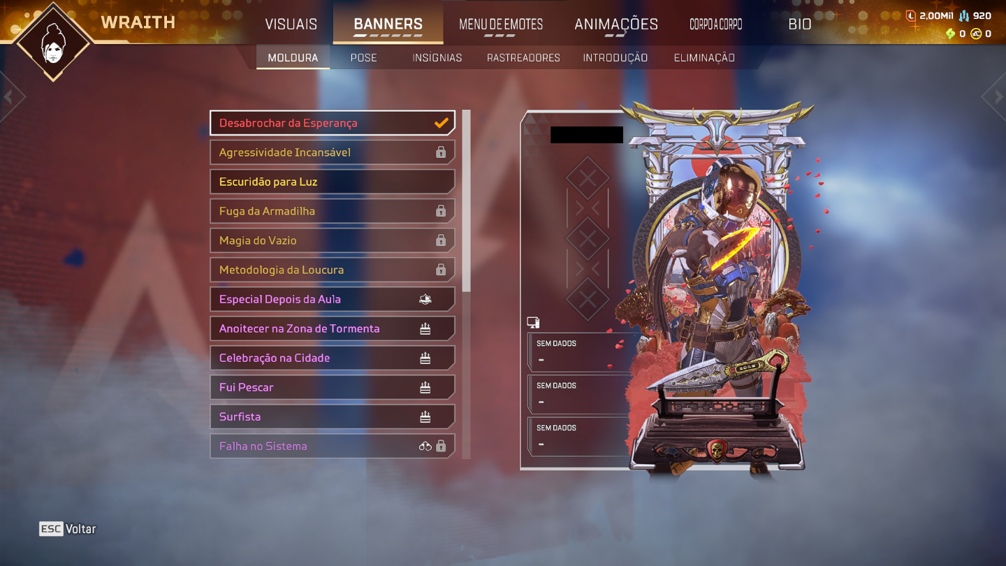CONTA APEX LEGENDS HERANÇA RECOLOR WRAITH