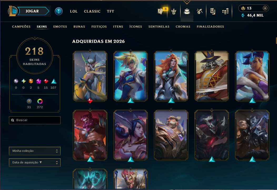 Conta de LOL (diamante II) e Valorant (ouro) - com todos os agentes.