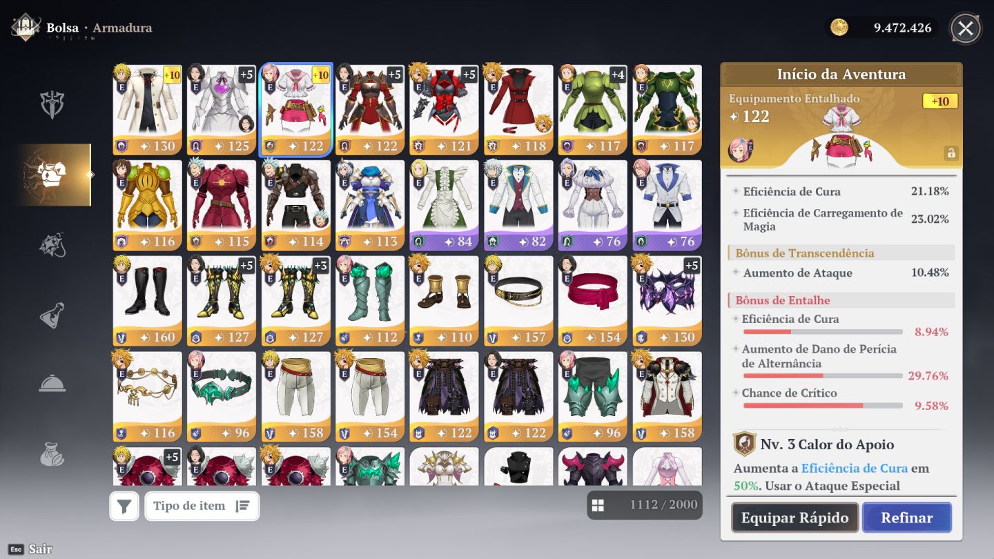 Conta End Game 7DS Origin - Meliodas P9, Ban P5 com 90 giros - pity garantido!