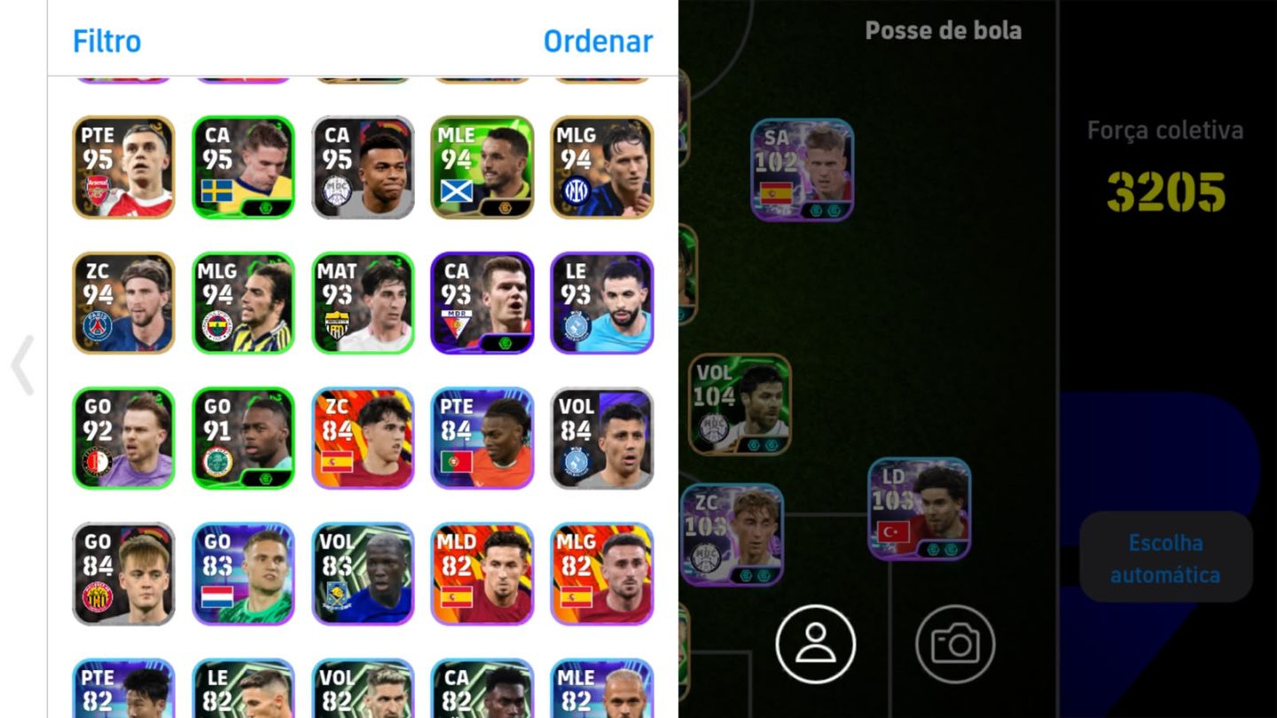 CONTA EFOOTBALL MOBILE COM DOKU 105 ENTRE OUTROS