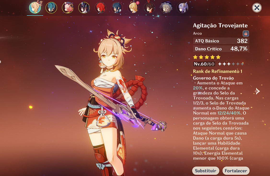 Conta com Yoimiya e arma assinatura + 2 t5 e o xingqiu