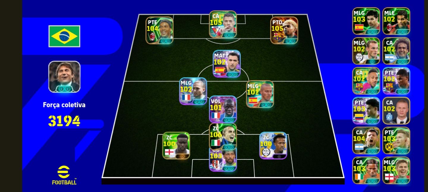 Conta de efootball com yamal blitz culler 105 e Ronaldinho milan