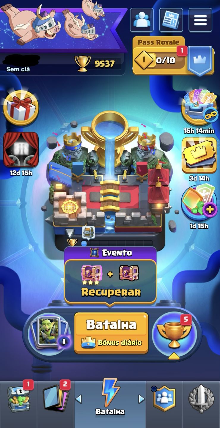 CONTA CLASH ROYALE | 9.537 TROFÉUS | TORRE NÍVEL 15 | 7 EVOLUÇÕES + 2 HERÓIS