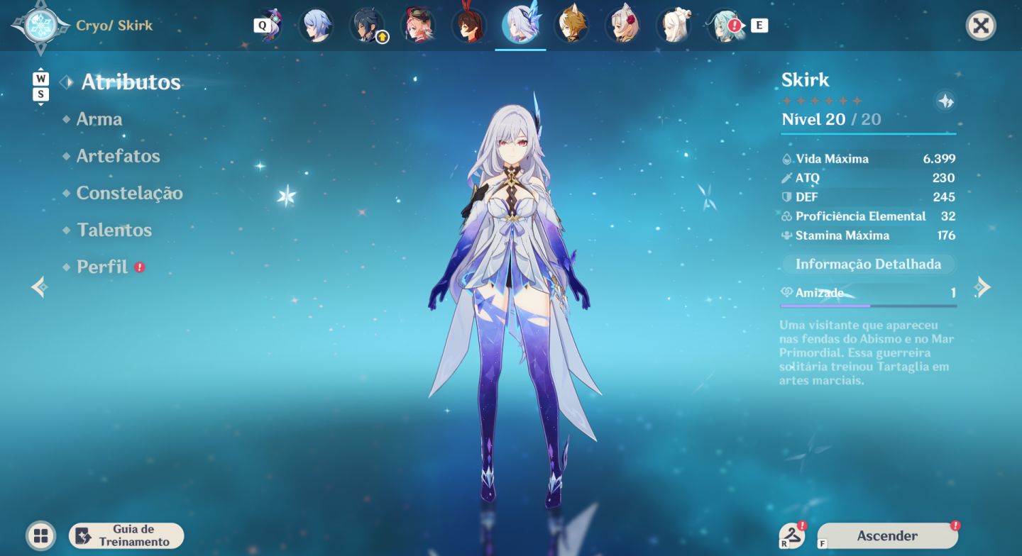 CONTA AR 41 COM NEUVILLETTE, SKIRK, AYATO, GANYU E 3700+ GEMAS