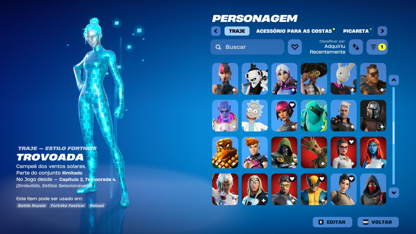 CONTA DE FORTNITE COM 122 SKINS E PICARETA MACHADO DOCE / CONTA MUITO BOA!!!