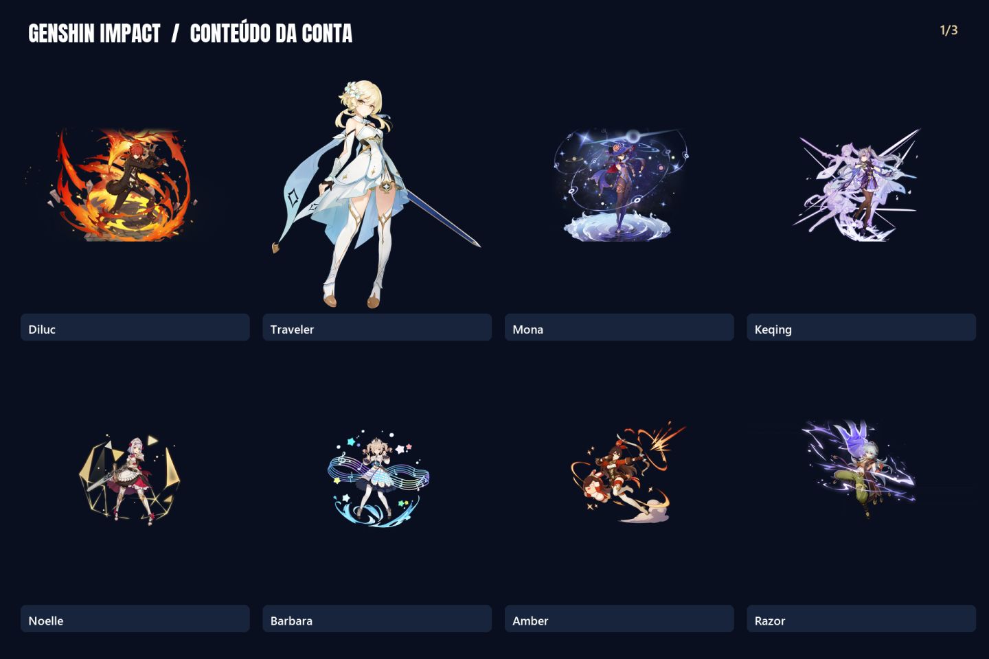 Conta Genshin Impact | AR 26 | 19 Personagens | 4 Lendários 5 |