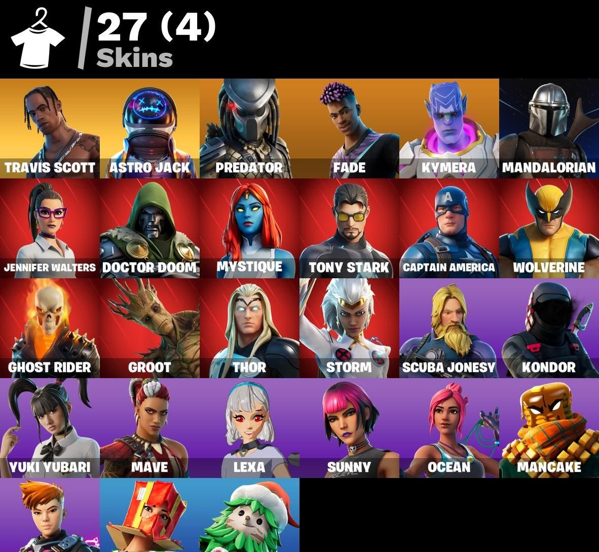 Conta FORTNITE 27 SKINS/ TRAVIS SCOTT/ ASTRO JACK / PREDADOR/ Mystique