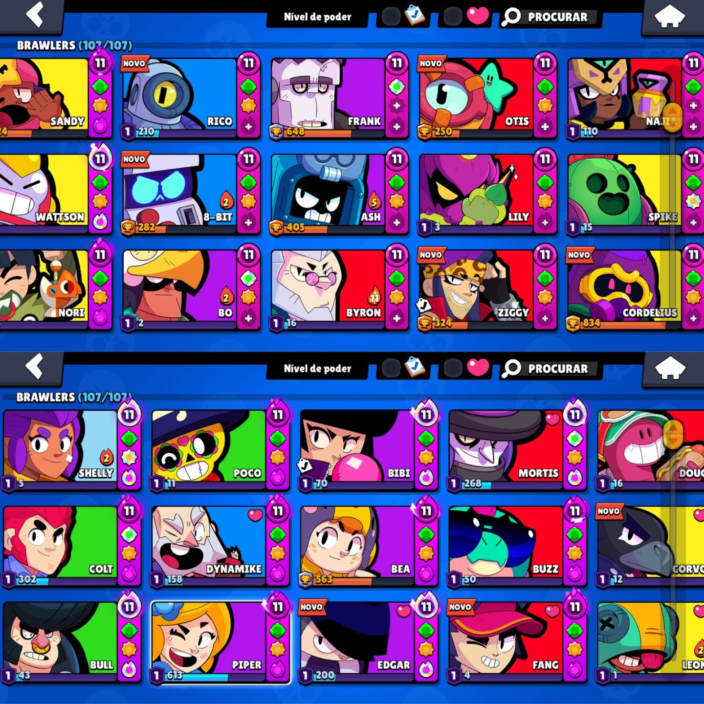 CONTA DE BRAWL STARS | 51K DE TROFEUS | 107 BRAWLERS VARIAS SKINS