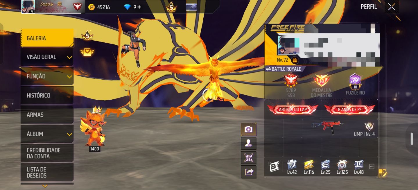 Conta freefire com todas as skins da primeira parte naruto