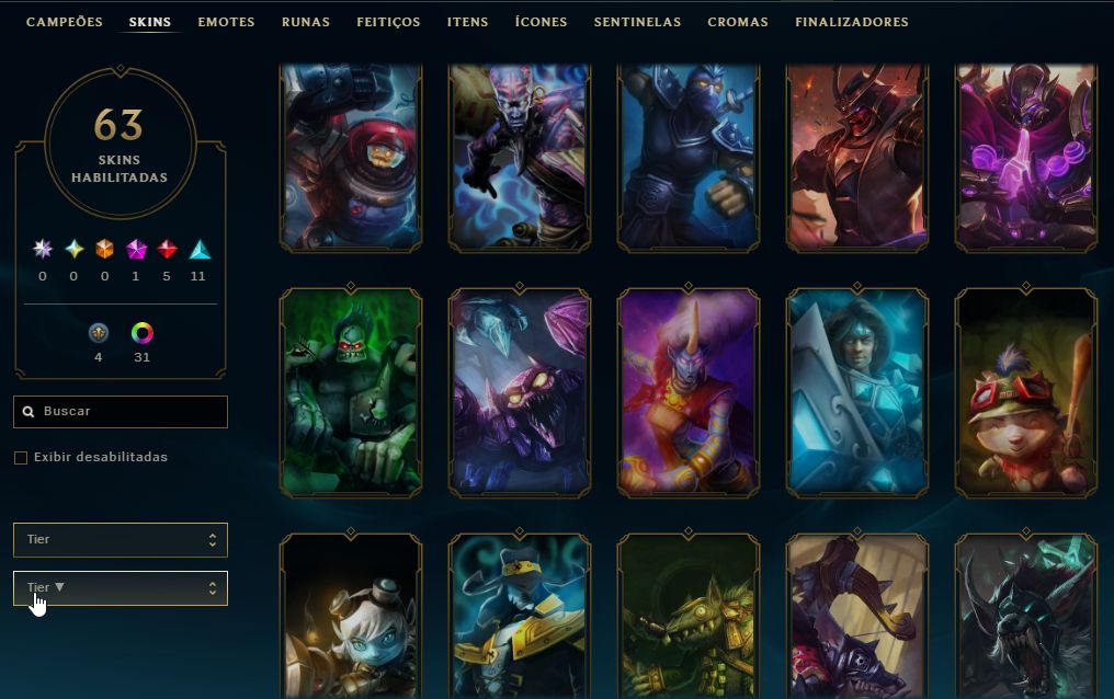 G1 165 Essencias Miticas, 63 skins, 31 cromas