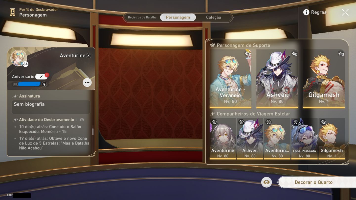 Conta de honkai star rail com aventurine E1S1!