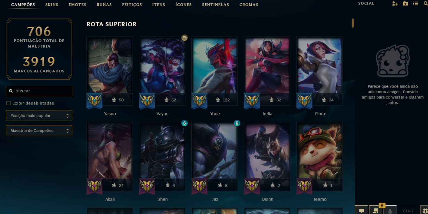 Conta lol D2, 949 skins.