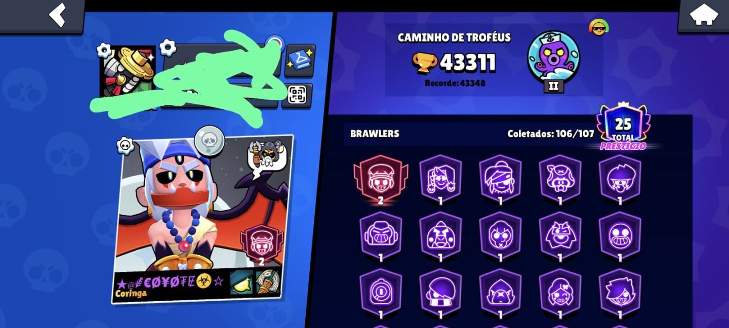 COMBO Conta de Brawl Stars e Clash Royale (43k de troféus) e (8k de troféus)