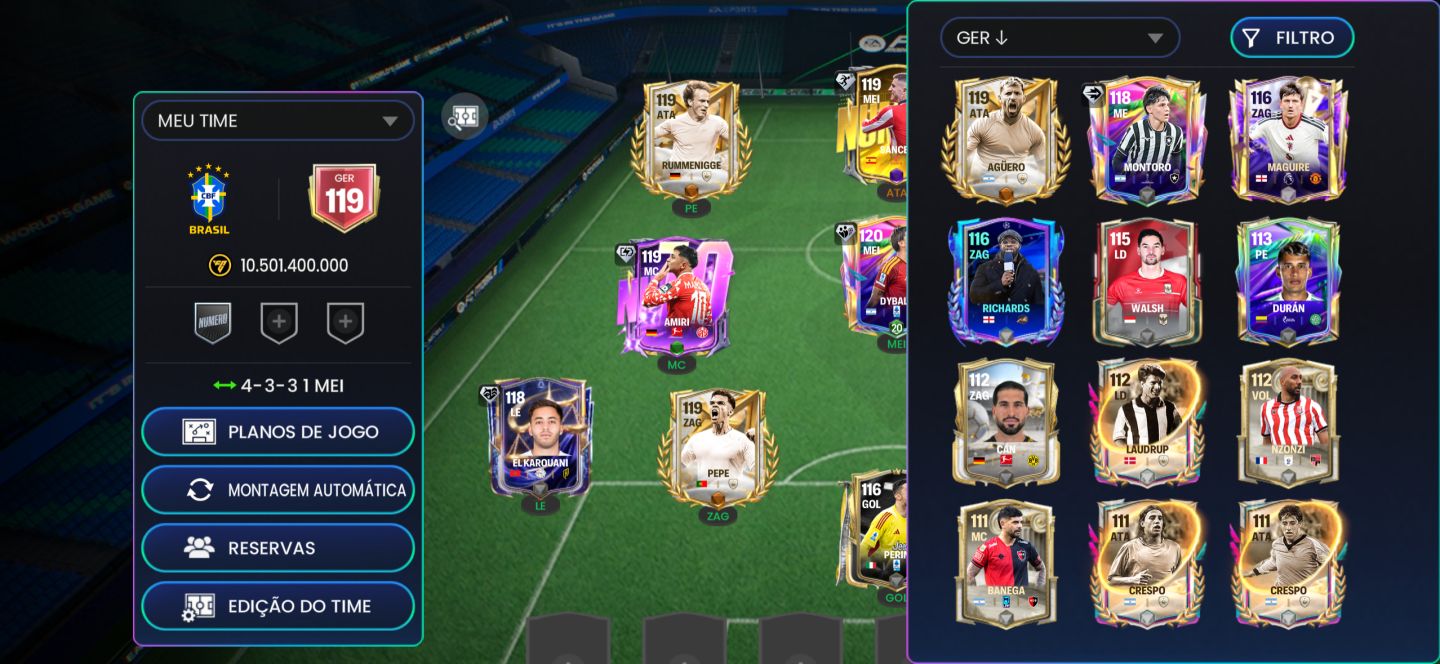 FIFA móbile- conta ger 119 melhor valor de mercado