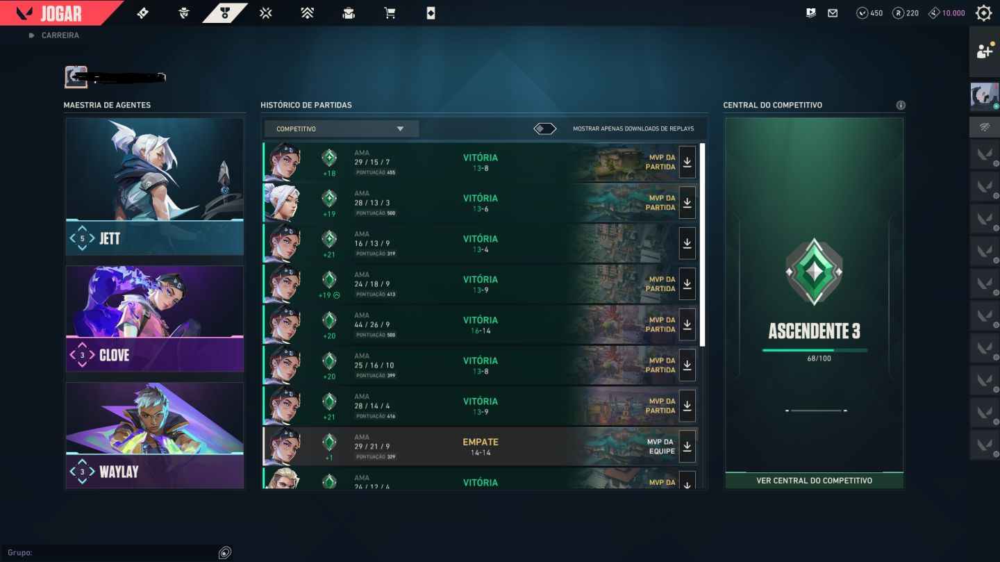 Conta smurf com bastante skins ascedent 3