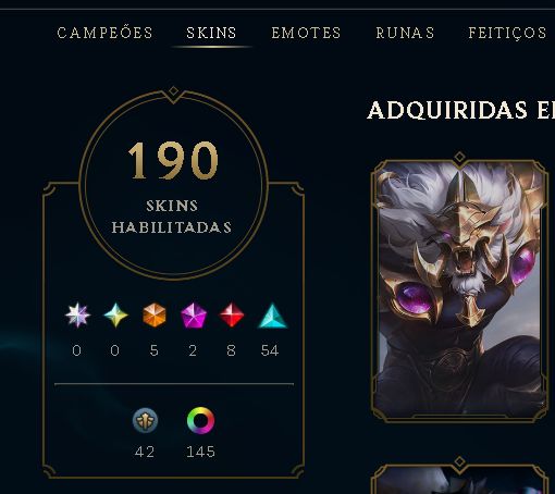 CONTA LEAGUE OF LEGENDS NÍVEL 599 5 Skin Ultimate