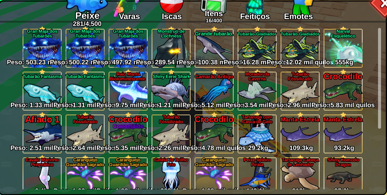 CONTA FISH IT LVL 866 + ELEMENT ROD +113M MONEY + 11 SECRETS + BARCOS NATALINOS