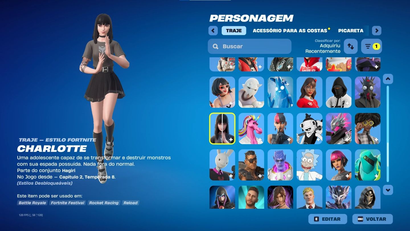 Conta Fortnite com Lara Croft e varias skins tryhard