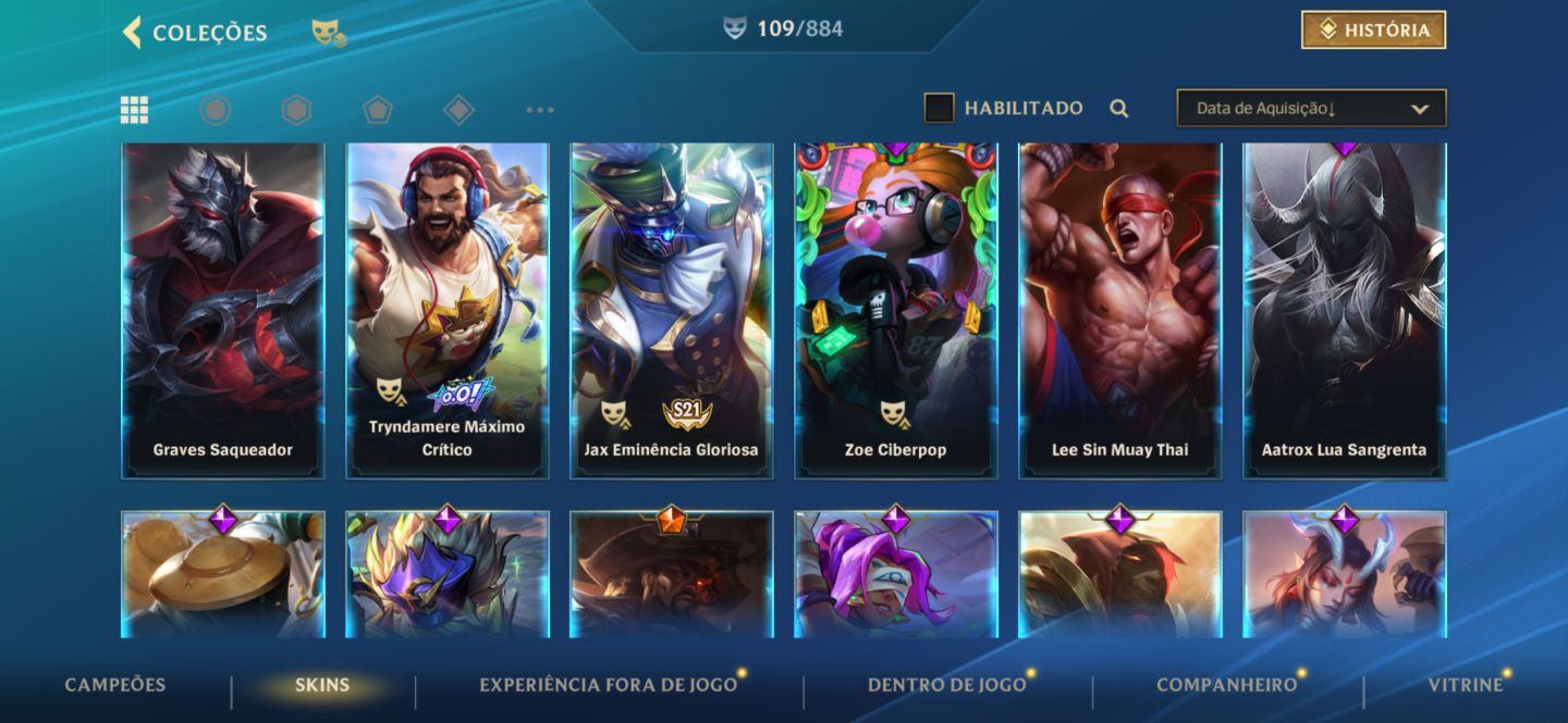 CONTA WILD RIFT 109 SKINS + RANKS EXCLUSIVOS