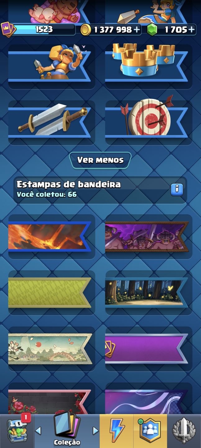 Conta Clash Royale com 1000 mil troféu, 1 milhão e 300 de ouro, 1400 gema e etc