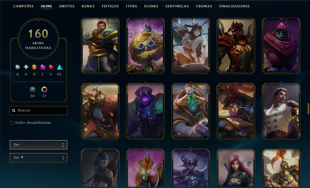CONTA LOL | 160 SKINS | SEASON 2013
