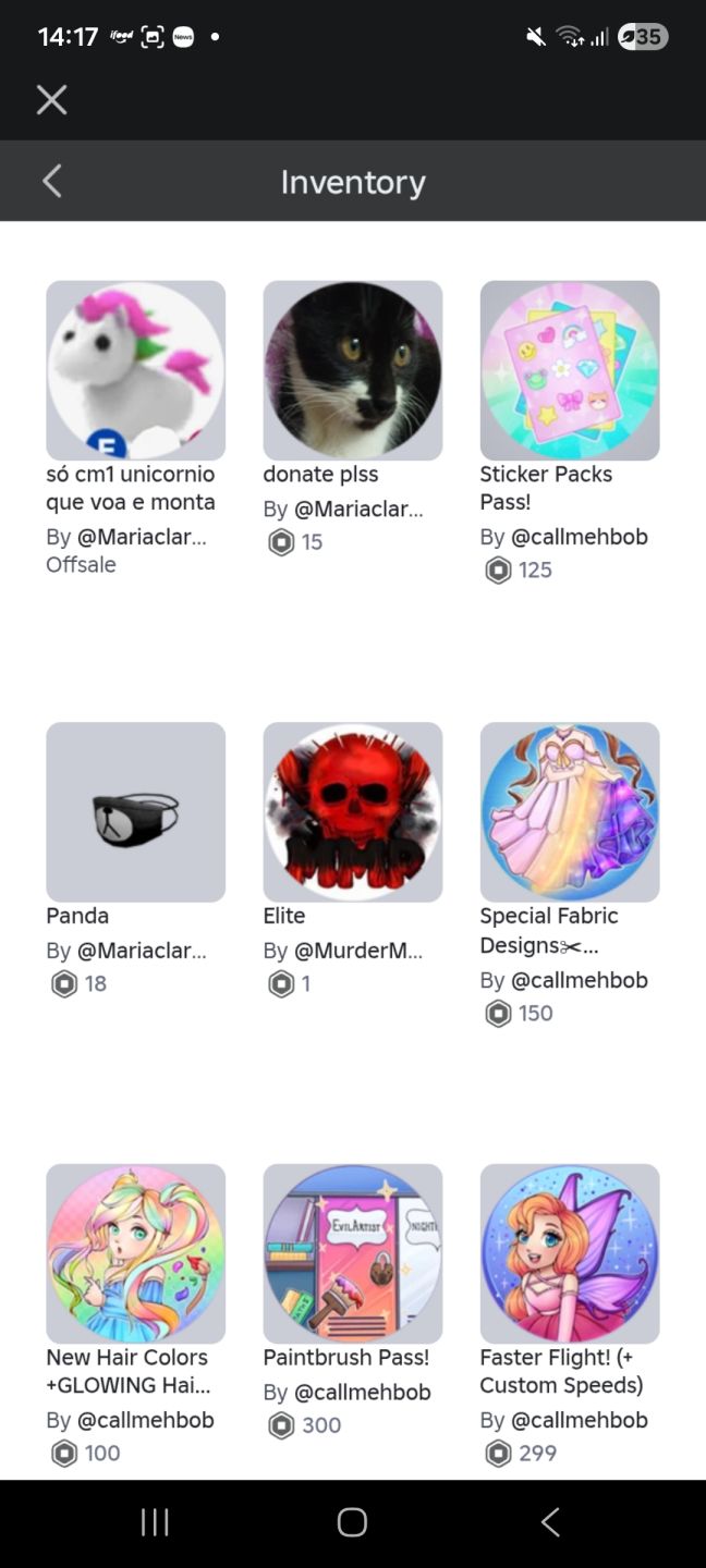 Conta feminina Roblox chat de voz