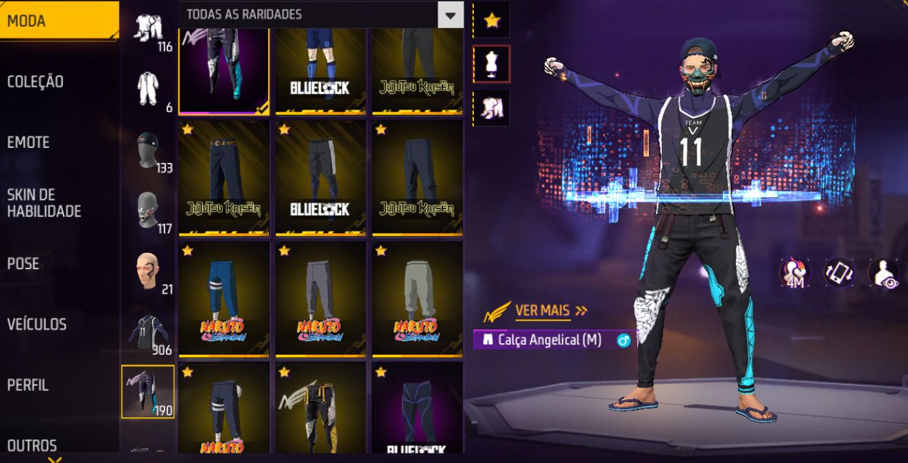 CONTA FREE FIRE 2 ANGELICAIS+DUNK MASTER+INCUBADORA+JUJUTSU+NARUTO+BLUE LOCK