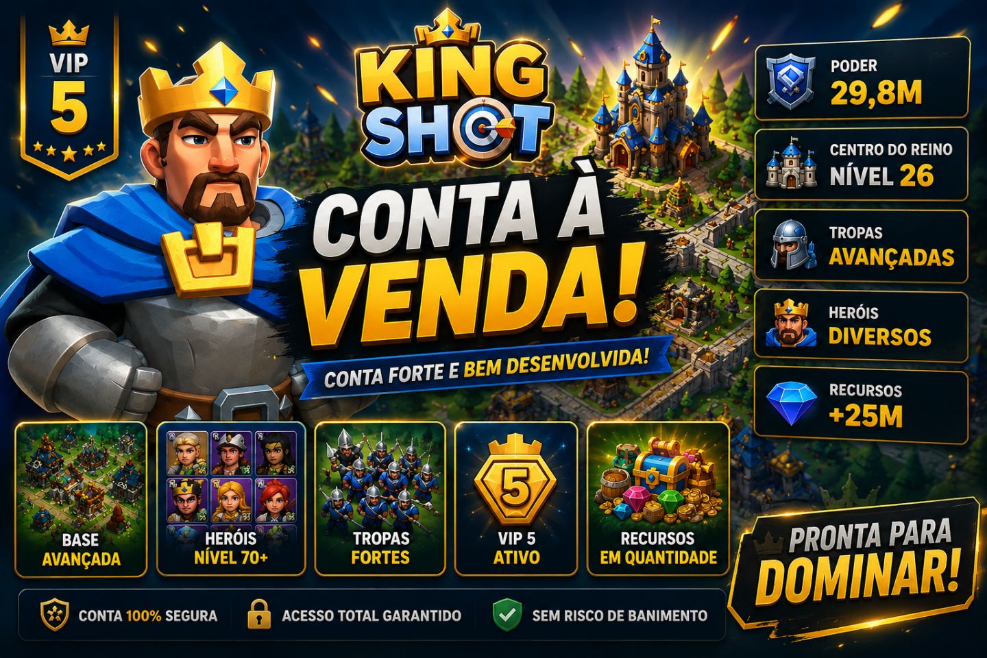 Conta King Shot Reino novo 2123 - Para rápido +40MM de Poder