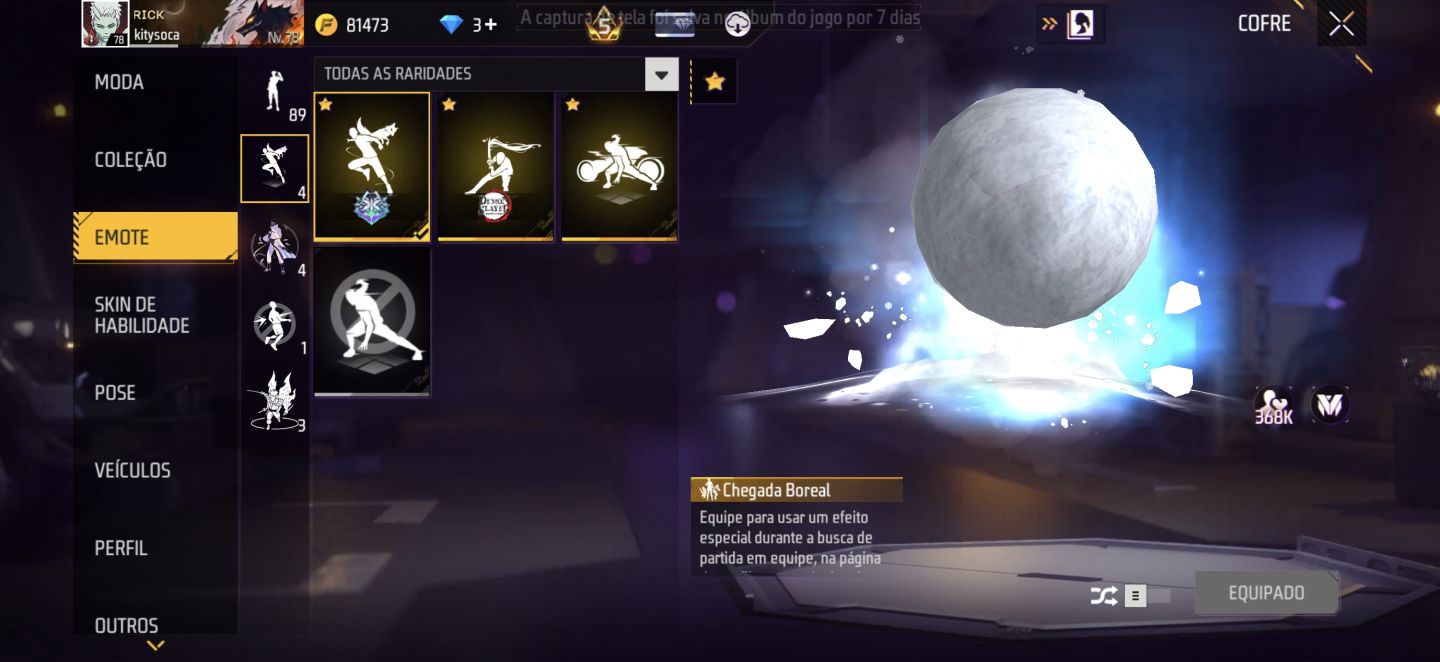 Conta level 78 com bastante skins