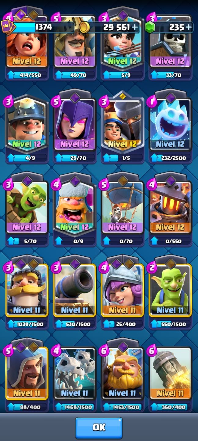 Conta Clash Royale 7.000 Troféus 9 Evoluções Rei Nível 13