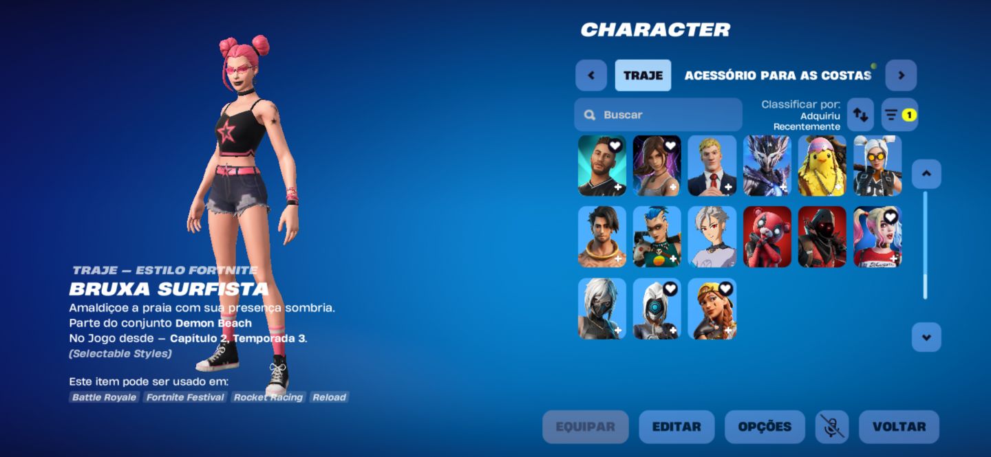 Conta Fortnite Neymar + Griddy + Arlequina | Skins Tryhard
