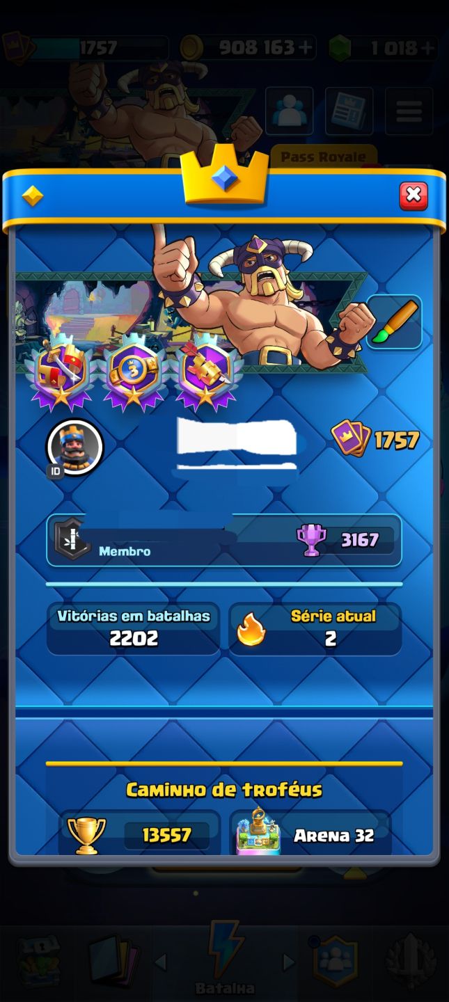 CONTA CLASH ROYALE-13.5k TROFÉUS| ARENA 32 | 17 EVOLUÇÕES | 9 HERÓIS | NÍVEL 16