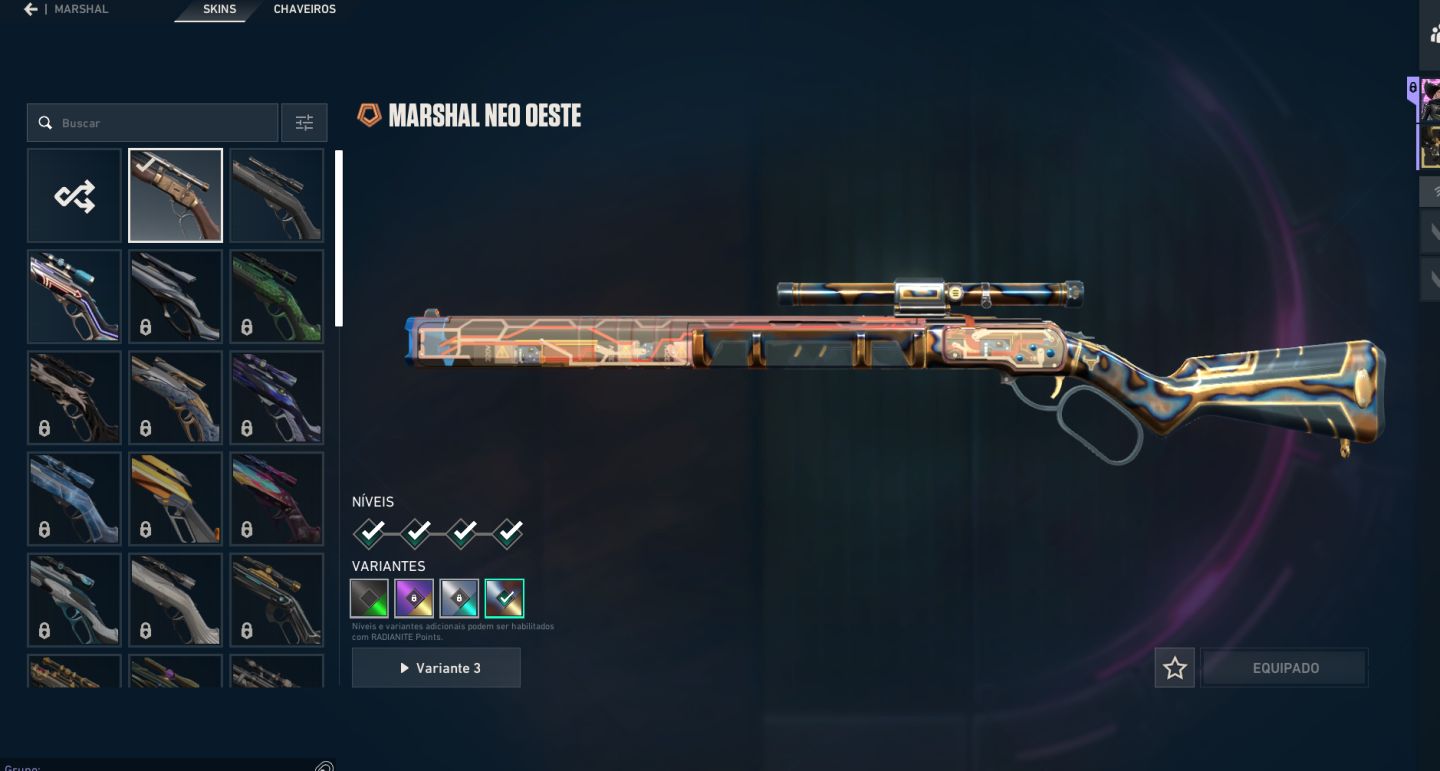 Conta de valorant - diamante 1 com pacote neo-oeste completo e outras skins