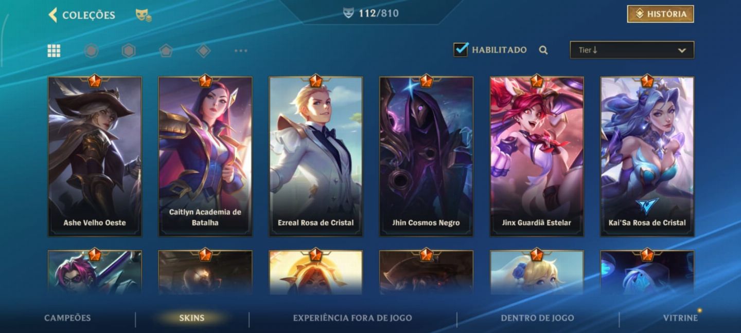Conta League of Legends 342 skins + Wild Rift 112 skins