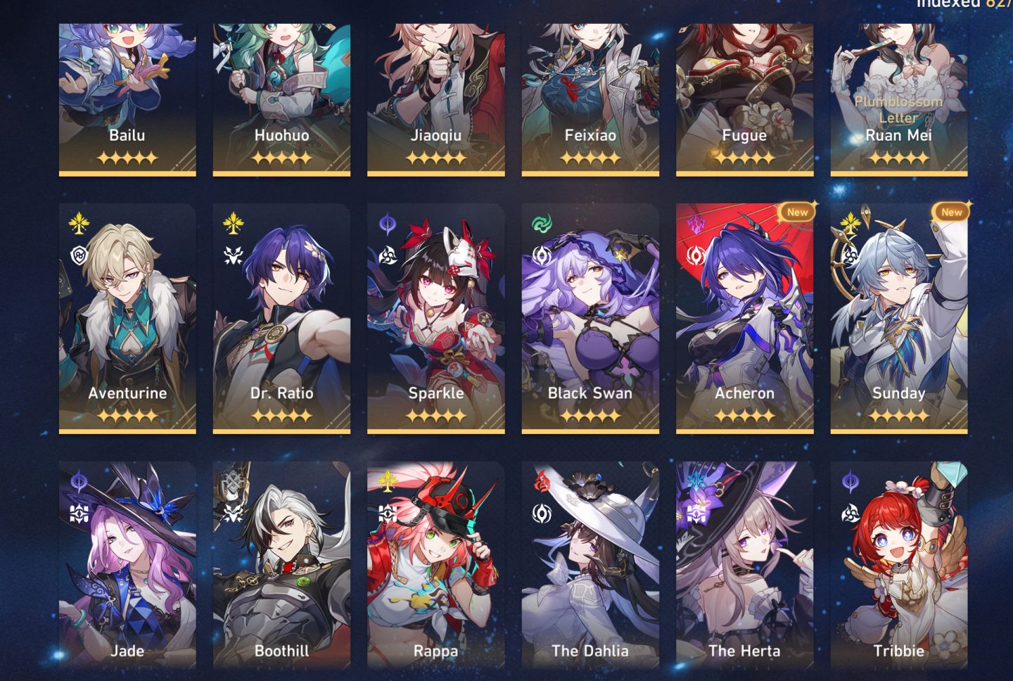 40 Personagens 5 estrela + Cones assinatura(feixiao,acheron, hysilens, castorice