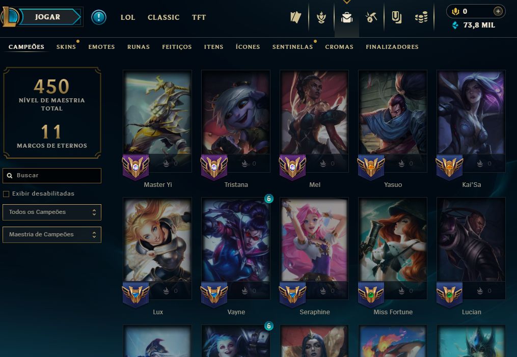 [Entrega Automática] Lol Platina, 82 Skins, 73K Ea, Todos Campeões, Lvl 187