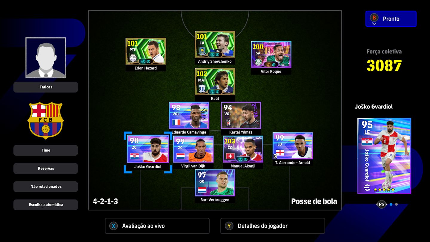 Conta Efootball Xbox/Pc para iniciantes com SHEVCHENKO, Vitor roque Showtime+100